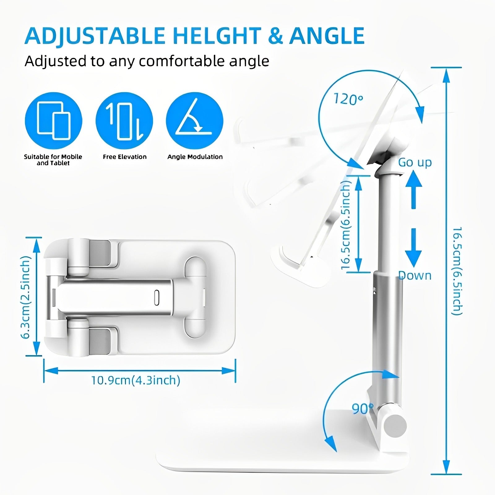 Foldable & Adjustable Mobile Phone and Tablet Stand